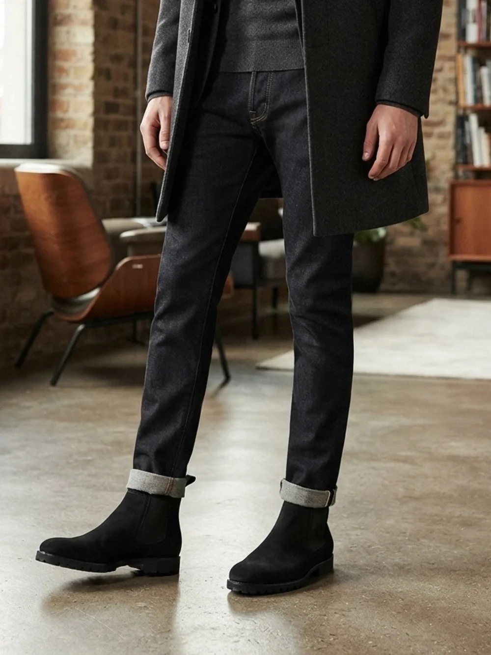 Sandro Moscoloni “Wilbur” Navy Blue Suede M180 Hyper Comfort Chelsea Ankle Boots